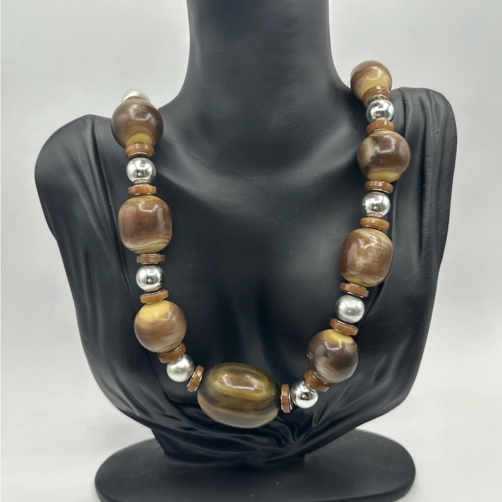 Vintage 1970s Yves Saint Laurent YSL Tigers Eye Necklace by Roger Scemama